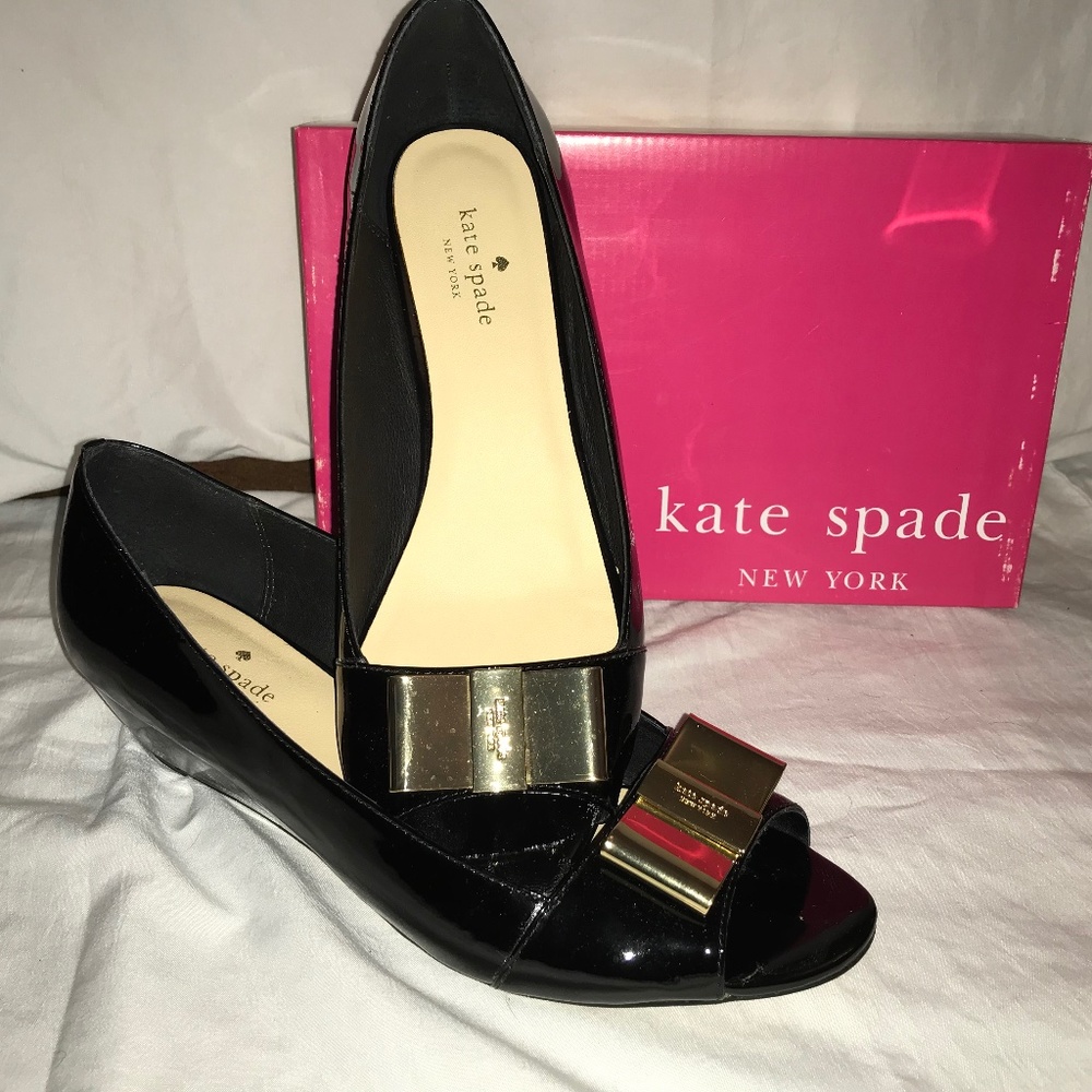 Kate Spade Black Patent Leather Peep toe Dress Shoes Size 11